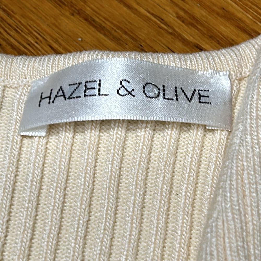 Hazel & Olive ribbed knit cream color cut out dress. Size OS. - Picture 3 of 9